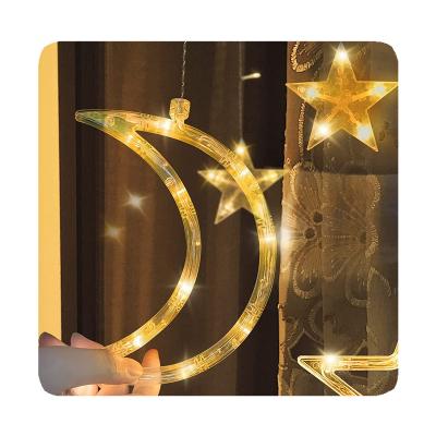 China NEW Decoration Outdoor Waterproof Commercial Color LED String Shooting Star Changing Moon Shaped Curtain Fairy LED Window Bedroom String Lights 2024 for sale