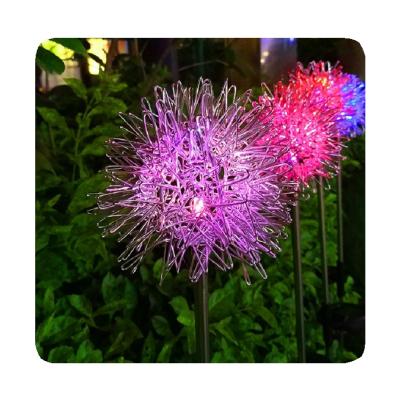 China NEW Solar Lawn Lights Installation Outdoor Street Led Garden Light LED Lawn Light LED Dandelion Lawn Lamps String Stake Lamp Flower Ball olar 2 for sale