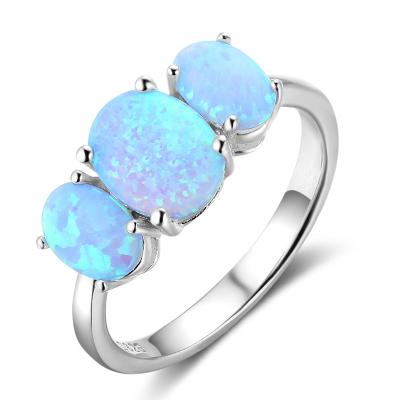 China Romantic Colorful Silver Women Opal Ring Jewelry Ring Round Shaped Rhodium Plated for sale