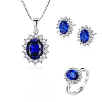 China Hot Sale 925 Sterling Silver Luxury Shiny Colorful TRENDY Jewelry Set for sale