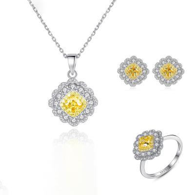 China New Trendy Fashion 925 Sterling Silver Luxury Shiny Bridal Jewelry Set for sale