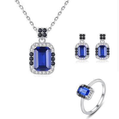 China New Trendy Fashion 925 Sterling Silver Luxury Shiny Colorful Jewelry Set for sale