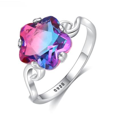 China Romantic Colorful Ring 925 Sterling Silver Jewelry Women Rhodium Plated Engagement Ring For Party for sale