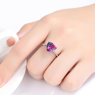 China New Arrivals Romantic Wedding Engagement Ring Trendy Triangle Jewelry Women Colorful Rings for sale