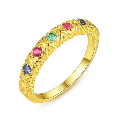 China Romantic Colorful Women 925 Sterling Silver Engagement Ring Gold Plated Trendy Jewelry for sale