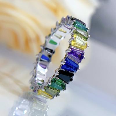 China Romantic Colorful Women 925 Sterling Silver Engagement Ring Gold Plated Bohemian Jewelry for sale