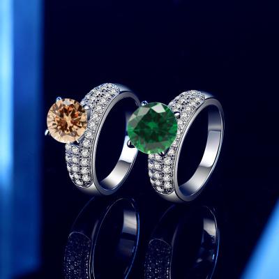 China Fashionable Romantic Round Cut Color 5A CZ Stone Rings Wedding Engagement Jewelry for sale