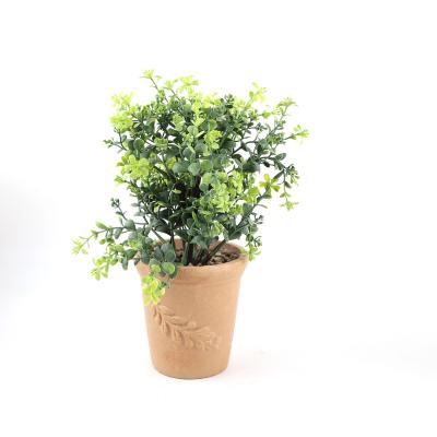 China Green high-grade environmental protection pulp pots for home ministry office decoration small potted green simulation plants for sale