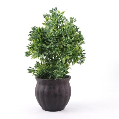 China Natural Indoor Decorative Fake Flower Mini Small Tabletop Leaves Grass Touch Artificial Plant Potted In Pot for sale