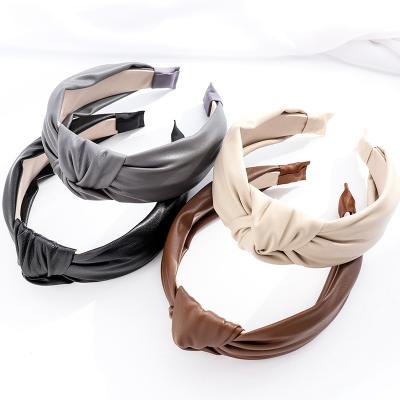 China New Arrivals Retro Hair Decoration Women's Temperament Headband Fancy Pleated Leather for sale