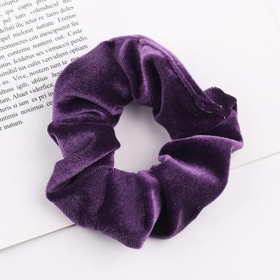 China Fashion Winter Pleat Color Silk Velvet Pleated Sponge Padded Scrunchies Set For Ladies for sale