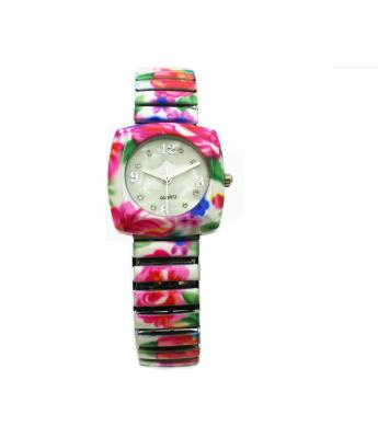 China 2021Hot Sale Lady Fashion Natur Broom Flower Waterproof Luxury Alarm 2021Hot Sale Quartz Elastic Force Band Women Wrist Watch for sale