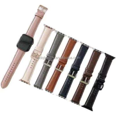 China Hot Sale Wholesale De Cuero Leather PU Two Pieces All Size Vintage Crocodile Leather Strap Genuine Zulu Loop For Apple Smart iWatch Band for sale