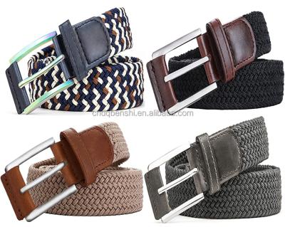 China Hot Wholesale Custom High Grade Silk Extra Long Men's Clothing Accessories 21 Amazon Fabric Woven Stretch Casual Knitted Braided Elastic Belt For Jeans for sale