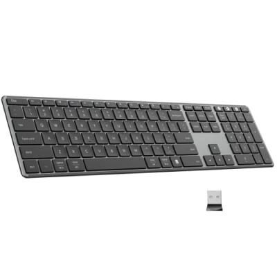 China Full Size Wireless Bluetooth Wireless Keyboard, Quiet Slim USB Rechargeable Multi-Device Wireless QWERTY Keyboard With Number Pad for sale