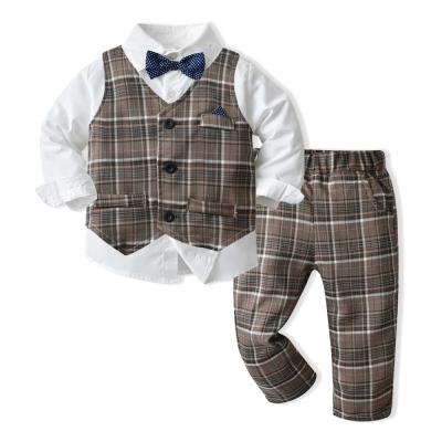 China New Style Formal 2021 Fall Children Gentleman Dress Shirt and Vest and Pants Sets for Kids Boys for sale