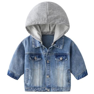 China 2021 Wholesale Unisex Kid's Denim Lattice Hooded Simple Jacket Breathable for sale