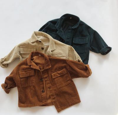 China 2021 Wholesale Solid Corduroy Drop Breathable Jacket For Kids Autumn Winter Stocks for sale