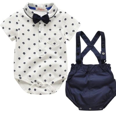 China Short sleeve hot sale newborn baby romper suits gentleman bow tie cotton shorts sleeve baby romper for sale