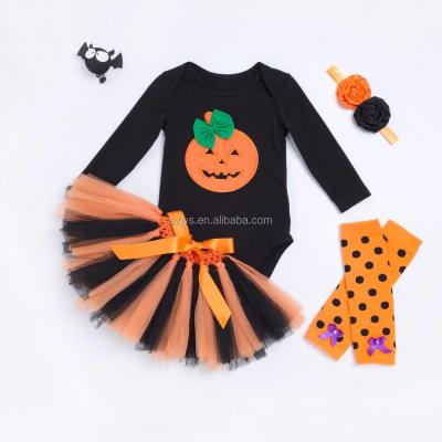 China 2017 Breathable Newest Design Halloween Baby Pumpkin Romper Tutu Romper Dress for sale