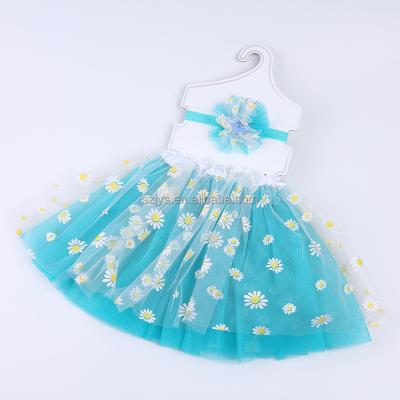 China Summer Breathable Wholesale Fashion Floral Dress Girl Tulle Frozen Tutu Dress for sale