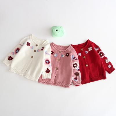 China 2019 Autumn winter anti-shrink baby knitted cardigan kids knitting florall outwear coat for sale