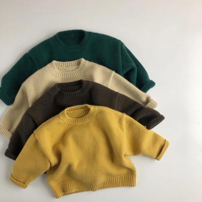 China 2021 New Breathable O-Neck Toddler Girls Unisex Sweater Solid Wholesale for sale