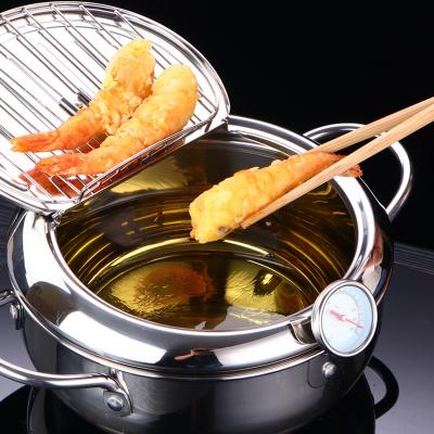 China Termometer Sustainable Oil Frying Pots Stainless Steel Oil Filter Fried Pot With Tempreture for sale