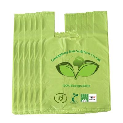 China Custom Portable Biodegradable Compostable Grocery Bag Cornstarch Plastic Vest Custom Portable Customized One Color One Side Accept for sale