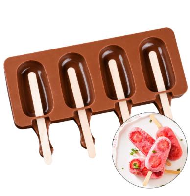 China Viable 4 Cavities Silicone Popsicle Mold/Lolly Molds Ice Cream Pop Maker Mold /Silicone Silicone Popsicle for sale