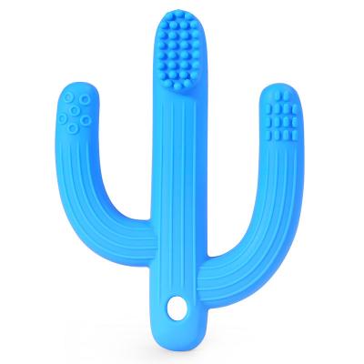 China Custom Made High Quality Hot Selling Cactus Shape Training Toothbrush Soft Home For Kids Education Silicone Baby Teether Toys for sale