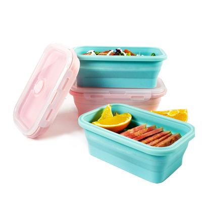 China Minimalist Reusable Silicon Folding Bowl Food Storage Container Bento Lunch Box for sale