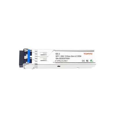 China FTTX 1.25Gbps SFP 1000BASE-SX 1310nm 2km MMF LC duplex DDM/DOM Optical Transceiver Module SFP-1G-SX-2 for sale