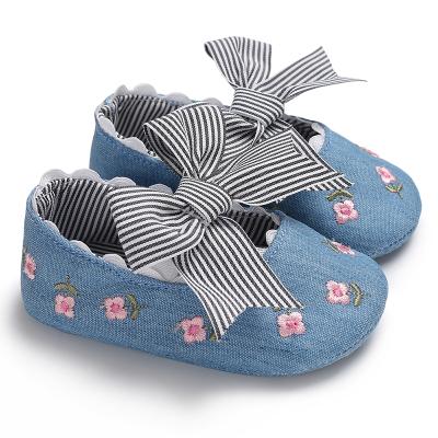 China Unique Flower Print Beautiful Flat Cotton With Bowknot Ballet Dress Baby Shoes for sale