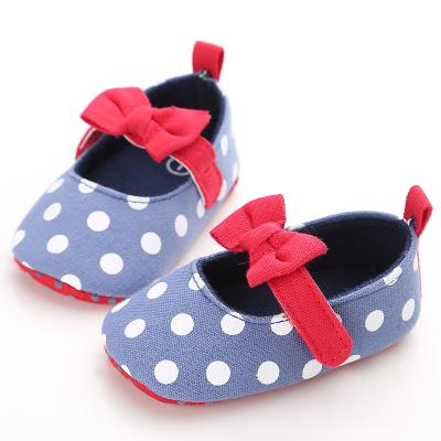 China Hot Selling Breathable Canvas Bowknot 0-2 Years Old Dress Baby Shoes for sale