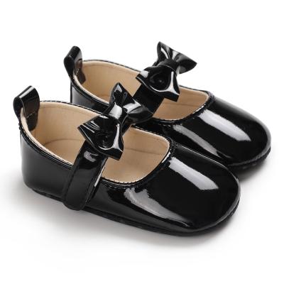 China New Arrivals Leather Flat PU Bowknot Party Ballet Princess Dress Baby Shoes for sale