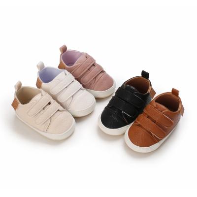 China 0-1 Year Old Fashion Boys Toddler Kids Soft Soles PU Rubber Leather Flat Shoes 0-18 Months Girls Walker Shoes for sale