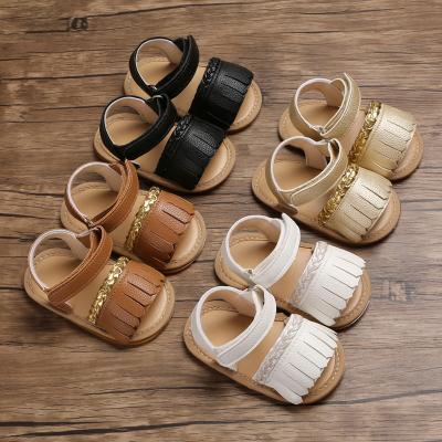 China Baby Shoes Slip-On Sole Rubber Infant Toddler Princess Shoes Female Slip Sandals 0-1 Year Tassel for sale