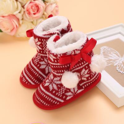 China Christmas Element Baby Cotton Shoes Toddler Flat Red Shoes for sale