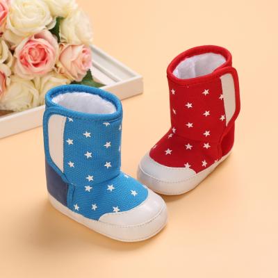 China 0-1 Years Boys and Girls Canvas Sports Shoes Baby Kids Flat Winter Cotton Warm Boots Waddle Walker Toddler Shoes for sale