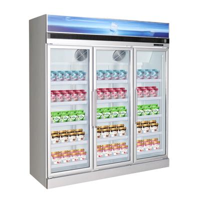 China Single-temperature 3 Glass Doors Compressor Air Curtain Top Ventilated Showcase Freezer for sale