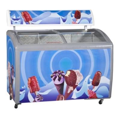 China Single-Temperature Commercial Curved Glass Sliding Ice Cream Display Showcase Freezer for sale