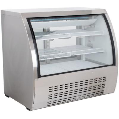 China Deli Glass Fish Single-temperature Curve Door Food Fresh Meat Cold Showcase Refrigerator for sale