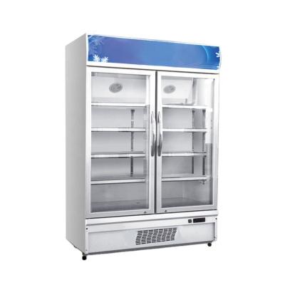 China Double-temperature SMAD Upright Double Door Beverage Display Showcase for sale