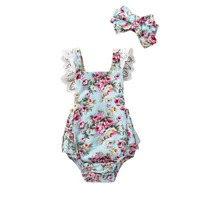 China Comfortable Wholesale New Arrivals Boutique Girls Breathble Floral Printed Baby Rompers Onesie for sale