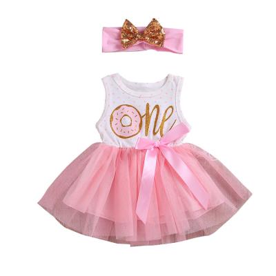 China New Boutique Breathable Wholesale Clothes Baby Girl Dress Tulle Skirt Hair Band Model Suit for sale