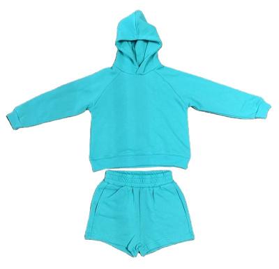 China Fashion Kids Boy Girl Clothes Solid Color 2 Piece Breathable Shorts Long Sleeve Short Set Kids Hoodie for sale