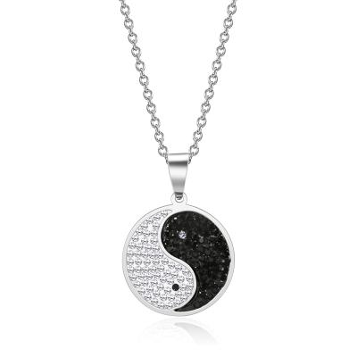 China FASHIONABLE custom yinyang crystal taiji jewelry stainless steel fashion pendant necklace for sale