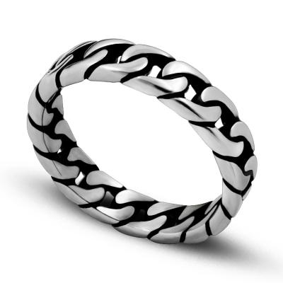 China Vintage Vintage Mens Rings Stainless Steel Jewelry Link Chain Custom Cuban Rings for sale