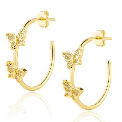 China 2021 TRENDY Customized Butterfly Circle Earrings Gold Plated Women Earrings Jewelry Stainless Steel for sale